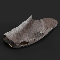 "Brown leather slipper shoes with metal buckle and rubber waffle outsole, modeled in 3D with Blender. Perfect for 3D designers and enthusiasts who want to add a touch of realism to their designs. Simple and elegant design that fits all tastes."