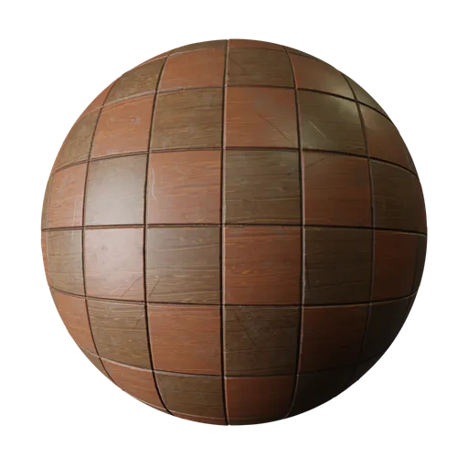 High-resolution rough wood floor tiles PBR texture for 3D rendering and Blender.