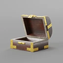 3D model of an open vintage jewelry chest with detailed metal accents, ideal for Blender graphics projects.