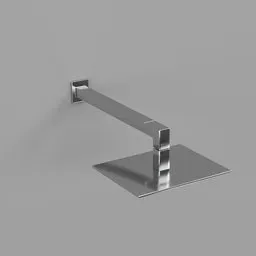 "Chromium shower top faucet 3D model for Blender 3D software. High-detail product photo with square-shaped handle and metal pole. AI-inspired design by János Tornyai."
