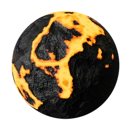 Vibrant PBR molten lava texture for 3D simulation in volcanic scenes, ideal for Blender and other CGI software.