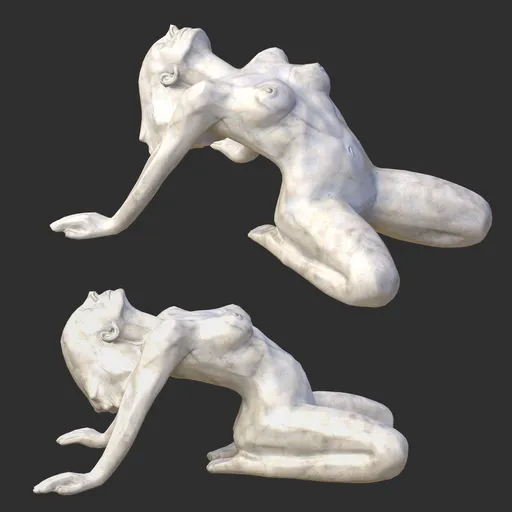 Expressive Female Statue White Marble