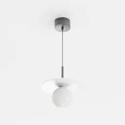 "Ceiling light 3D model for interior lighting fixtures in Blender 3D. The lamp features glass and metal inspired by artists Hilma af Klint and Béla Kondor. With 1k textures and artist impression from Alessandro Galli Bibiena, this model is perfect for your design needs."