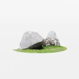 "Photogrammetry scan of granite rock from Dartmoor, Devon for Blender 3D landscape models. Detailed textures include moss and ambient occlusion, inspired by Henriette Grindat's art and trending on ArtStation. Perfect for creating realistic outdoor scenes."