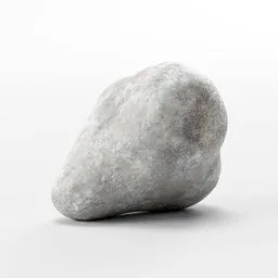 "River Rock 7: A photo-realistic, minimalist and clean 3D model of a large gray rock on a white surface. This noise rock album cover-inspired sculpture, created using Blender 3D, showcases a simple and smooth boulder. Perfect for environmental element rendering in Blender 3D projects."