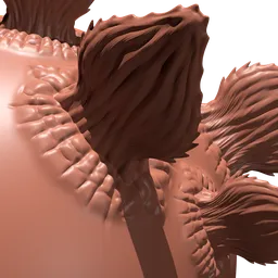 Detailed sculpting brush effect for creating ridged spine textures on 3D models, ideal for Blender artists.