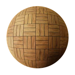 High-resolution wooden square tiles texture for PBR 3D material, tileable, non-procedural surface modeling.