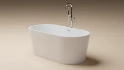 3D-rendered freestanding bathtub with sleek design and modern external faucet, compatible with Blender 3D for sci-fi space scenes.