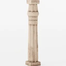 "3D model of an ancient Egyptian column inspired by the temple of Louxor, detailed with high quality and created with Blender 3D software. Features roman columns, tall terrace, and stylistic blur elements, displayed on a white background with a small bird perched on a pedestal. Perfect for historical or street-themed 3D scenes."
