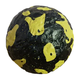 Highly detailed black and yellow salamander skin texture for PBR 3D modeling in Blender, scalable for realistic designs.