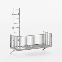 3D Blender-compatible fire escape modular stairs with railing and ladder, isolated design for building exterior.