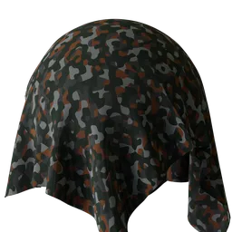 Seamless procedural fabric camo texture for Blender 3D artists, customizable for color variety and pattern scale.