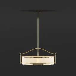 Realistic Blender 3D model of brass-framed pendant light with adjustable lighting for professional renderings.