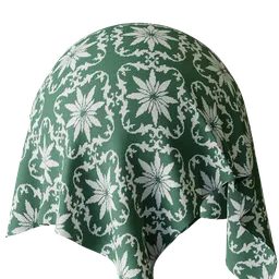 Patterned green farbic