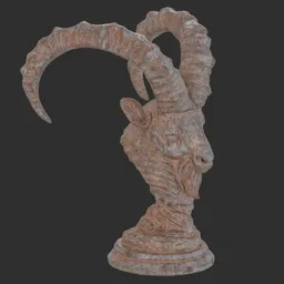 Goat bust rusted statue