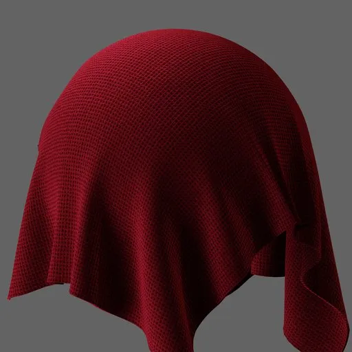 High-resolution procedural velvet fabric PBR material for Blender 3D with adjustable color and texture scale, optimized for Cycles render engine.