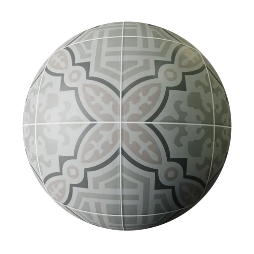 Decorated tile pink and gray fantasy