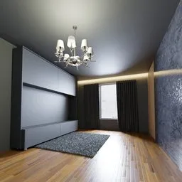 3D-rendered modern winter room with stylish furniture and elegant lighting in Blender.