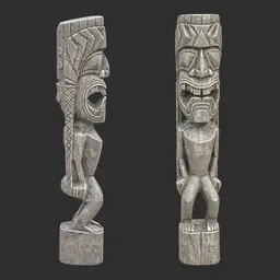 Tiki God Spiral Gaze Statue Stone