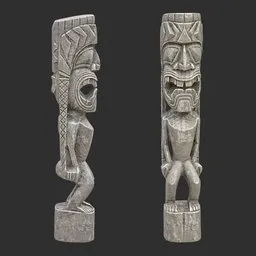 Tiki God Spiral Gaze Statue Stone