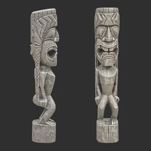 Tiki God Spiral Gaze Statue Stone