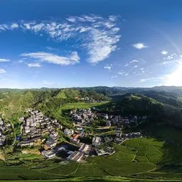 Sunrise, blue sky, HDR