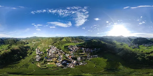 Sunrise, blue sky, HDR
