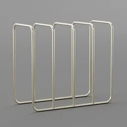 Detailed 3D render of a sleek metallic magazine holder for Blender rendering, showcasing minimalistic design.