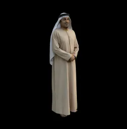 Arab Emirati Man in Traditional Dress - High-Detail 3D Model