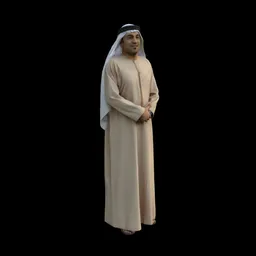 Arab Emirati Man in Traditional Dress - High-Detail 3D Model