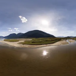 Lake Mountain Landscape Sunny Day