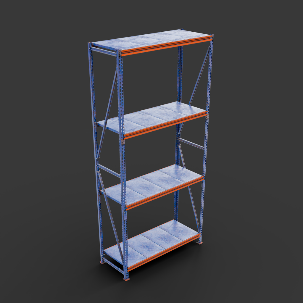 Industrial metal shelving Shelves models BlenderKit