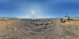 360-degree panoramic HDR capture of Hong Kong Airport surroundings, ideal for realistic lighting in 3D scenes.