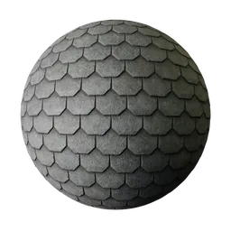 Realistic trapezoid asphalt rooftop texture for PBR material in Blender 3D and other 3D apps.