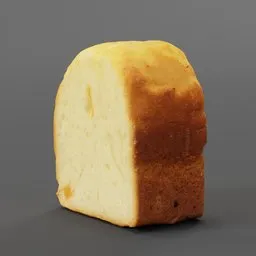 Highly detailed 3D model of a textured bread slice, compatible with Blender, featuring PBR materials.