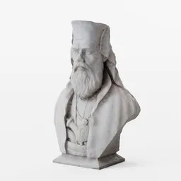 Detailed 3D model of a bearded Orthodox priest bust, featuring traditional attire, optimized for Blender rendering.