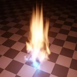 Realistic 3D flame model with dynamic animation, customizable settings, and compatibility for Blender Cycles and EEVEE rendering.