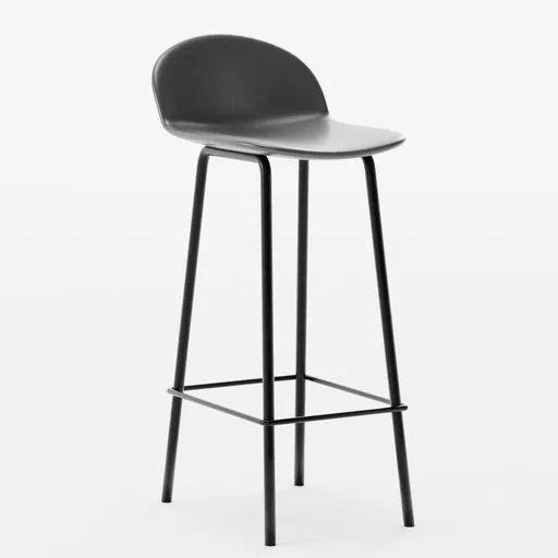 Sleek 3D model of a modern counter stool with a backrest designed for Blender rendering.
