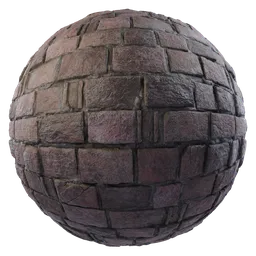 High-resolution PBR medieval stone brick wall material for 3D models in Blender and other software.