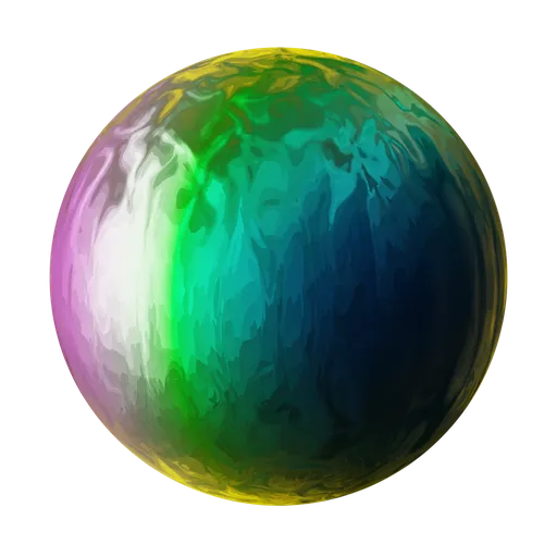 Vibrant toon-style PBR energy sphere for Blender 3D with a dynamic color gradient, suitable for magic FX elements.