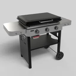 Detailed 3D rendering of a modern gas grill with realistic textures and materials, suitable for Blender modeling.