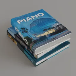 Detailed scanned 3D model showcasing a realistic stack of arts books for Blender rendering.
