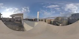 Urban skyline with blue skies 4K HDR for realistic lighting in 3D scenes.