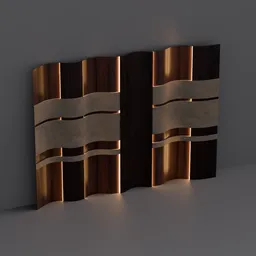Modern Wavy Walnut and Stone Wall Pane