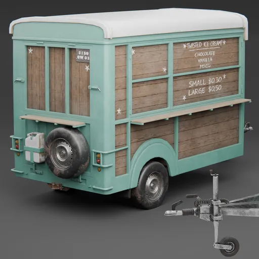 Towable Icecream Kabin Green