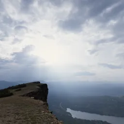 Dramatic Sunset with Sunrays in Mountains