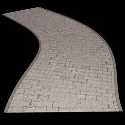 Curved herringbone brick pattern 3D model for exterior design, created in Blender.