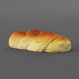 "Wave Bread 3D model in the Food category, featuring an artfully crafted loaf of bread on a sleek gray surface. Made with optimized geometry nodes, rendered in uncompressed PNG format, and perfect for use as a videogame asset or RPG item. Created using the powerful Blender 3D software by Ludwig Mestler and Wang Yuanqi."