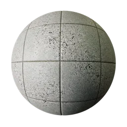 2K PBR concrete paving stone texture with procedural mix, showing realistic cracks and displacement for Blender 3D materials.