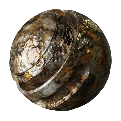 High-quality PBR rust texture for 3D materials with realistic displacement and tiling features for Blender and other applications.
